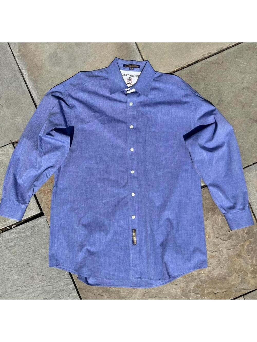 Vintage Tommy Hilfiger Blue Chambray Button Up Made in USA